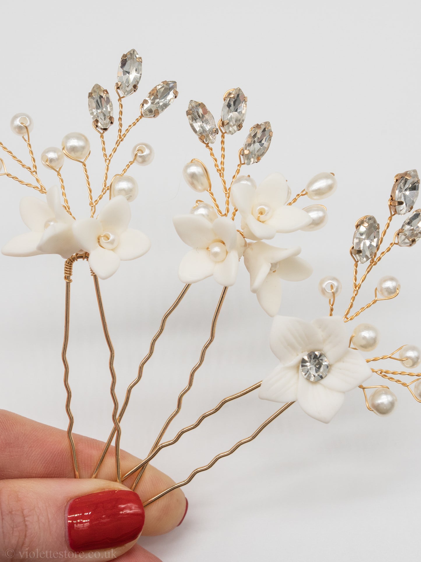 Floral Hair Pins for Wedding Day.