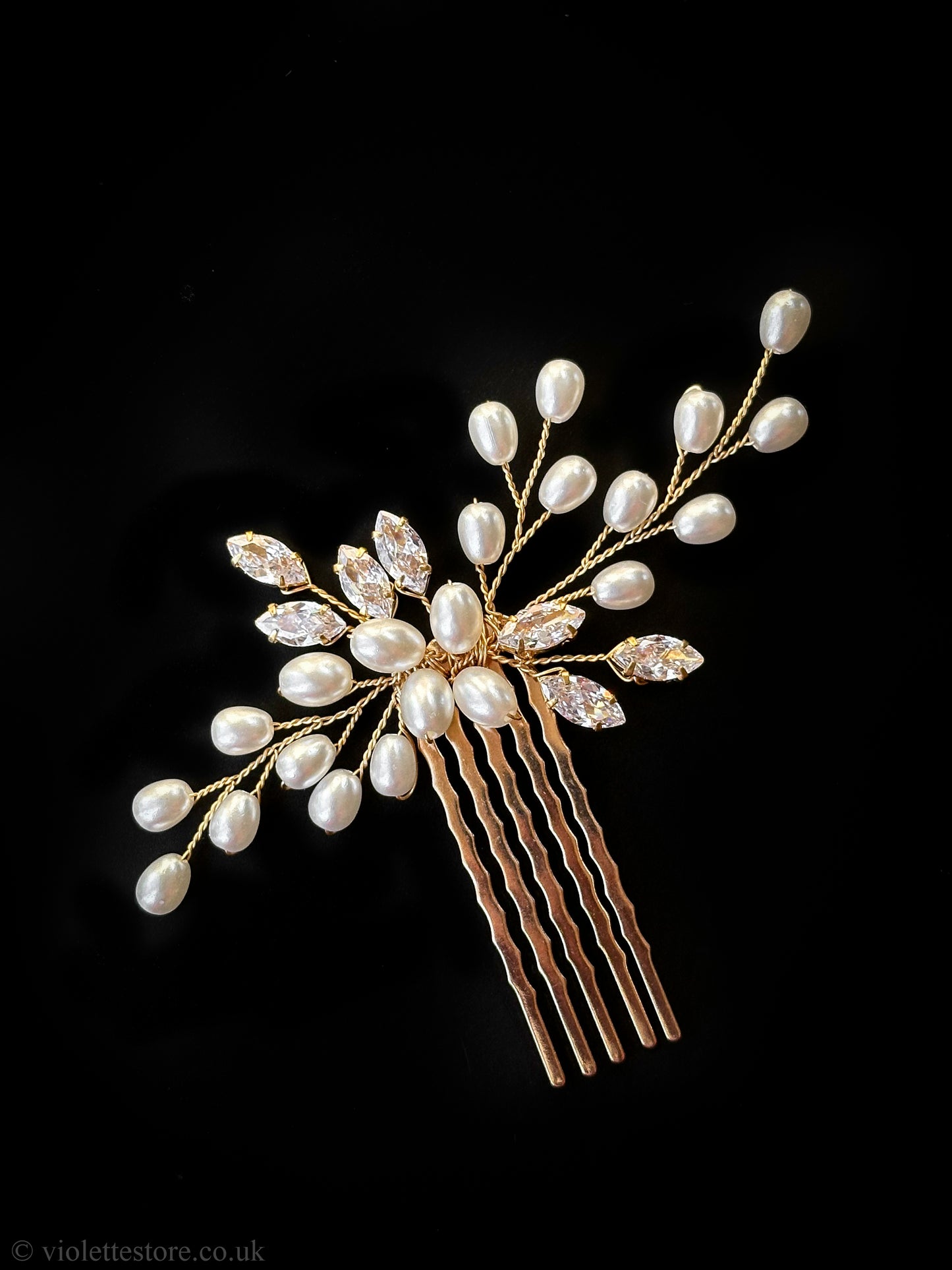 Gold Pearl Hair Comb