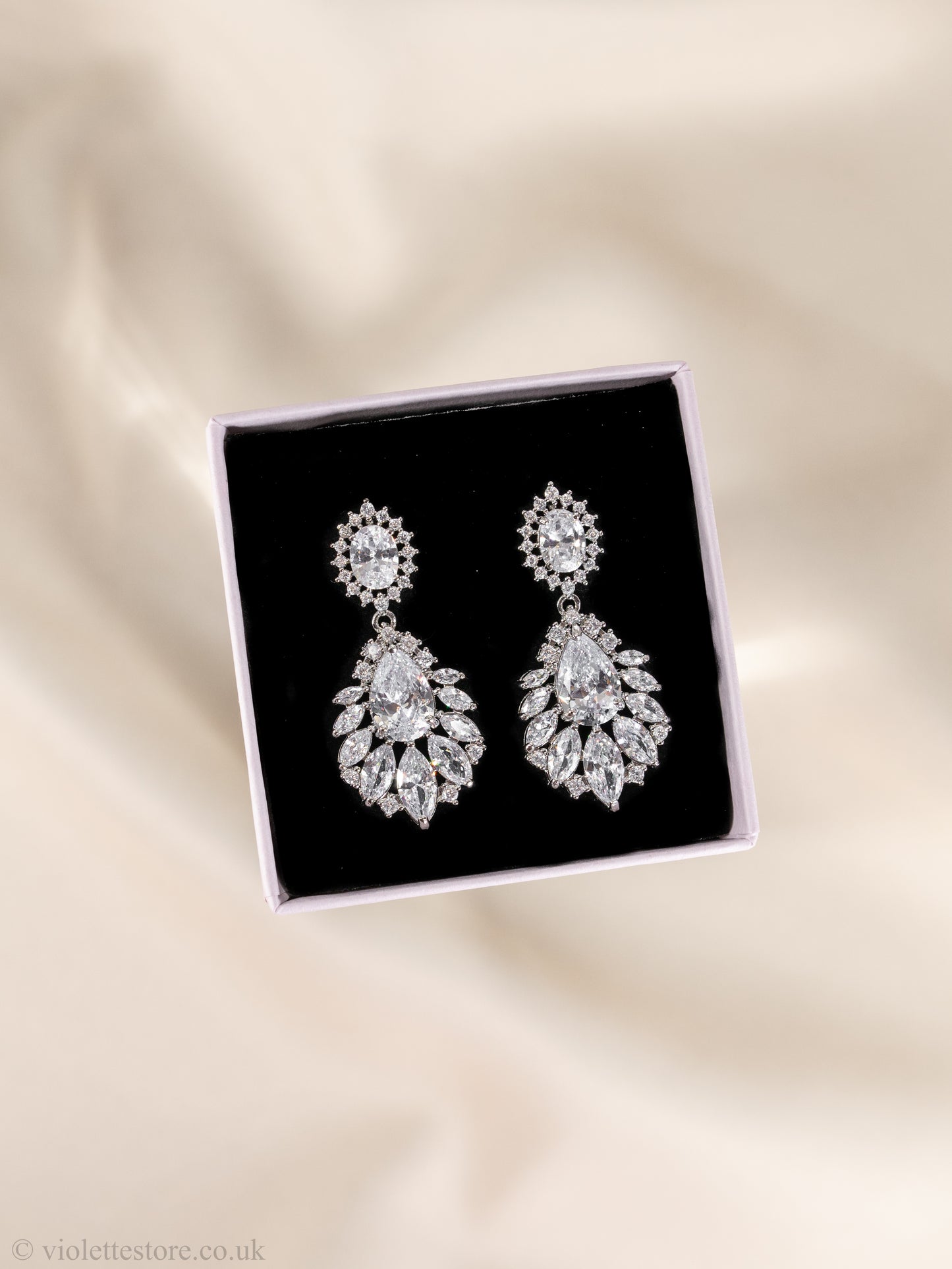 Floral CZ Wedding Earrings