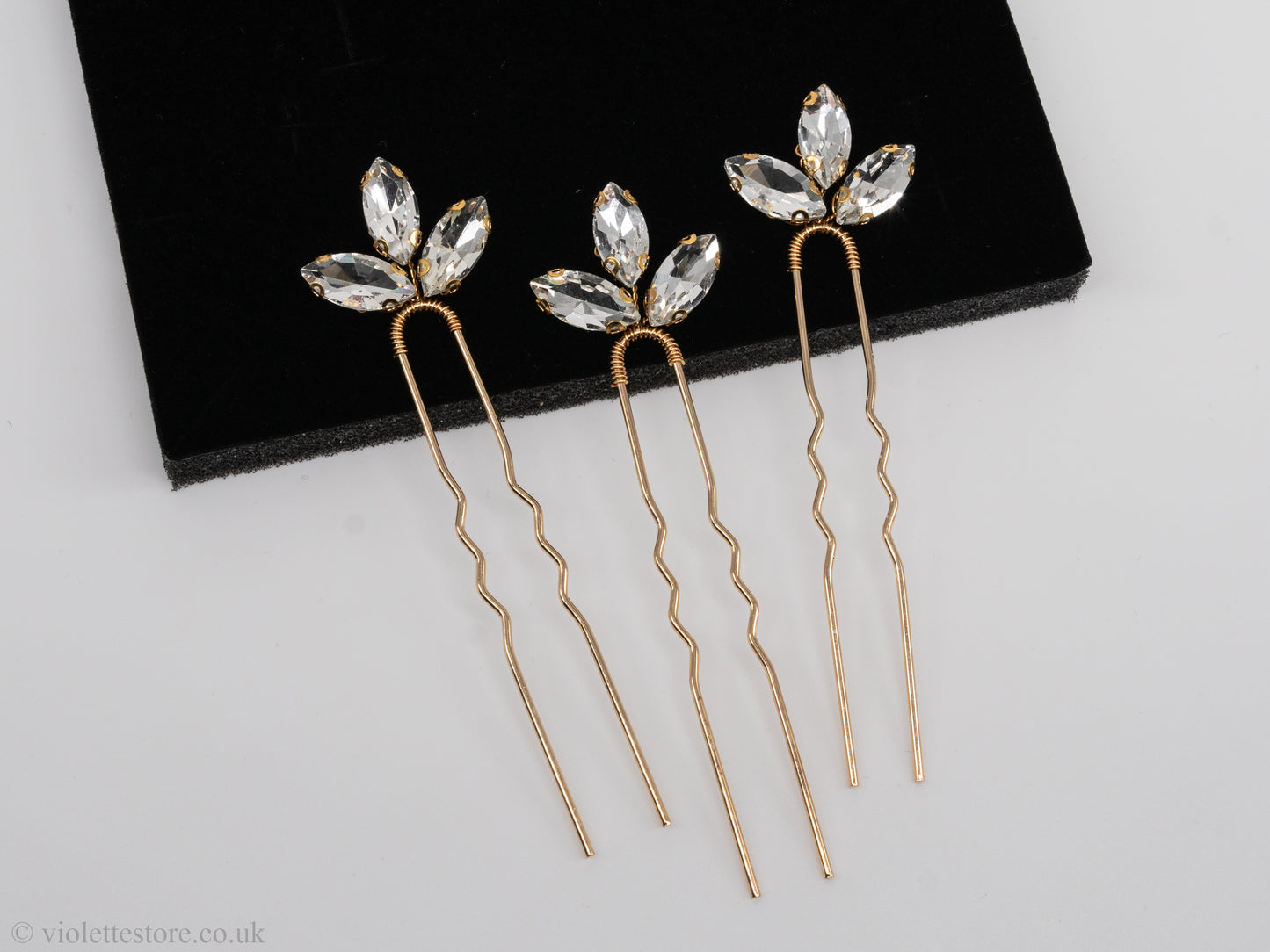 Ava Set of 3 Crystal Hair Pins