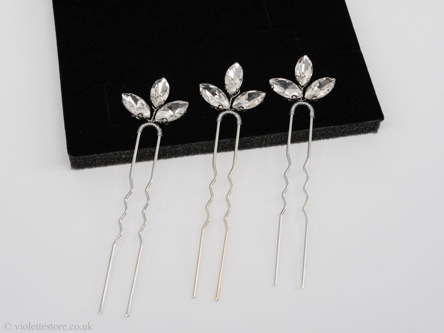 Ava Set of 3 Crystal Hair Pins