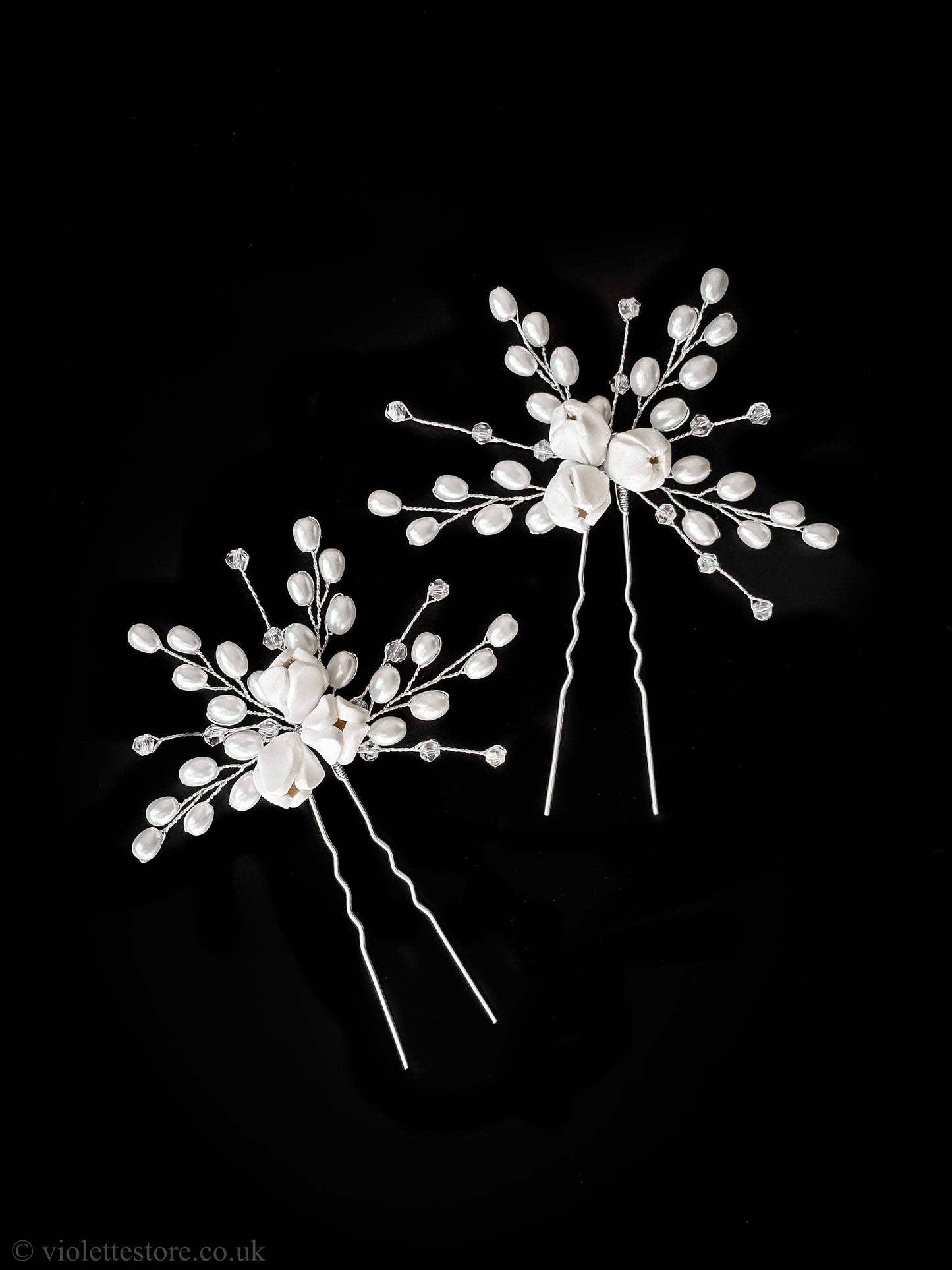 White Floral Hair Pins