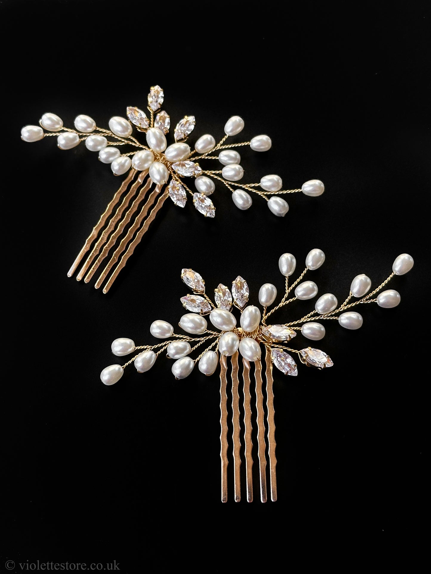 Gold Pearl Hair Comb