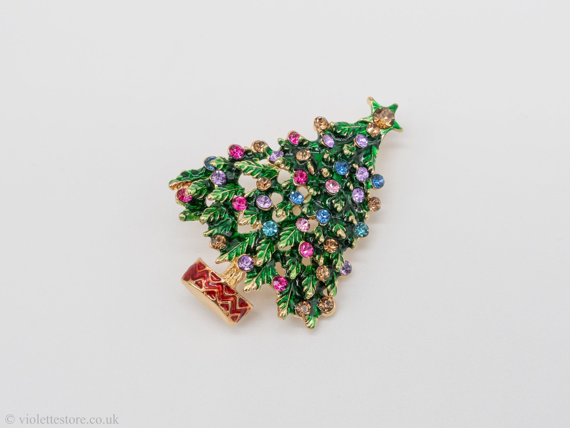 Green Christmas Tree Brooch