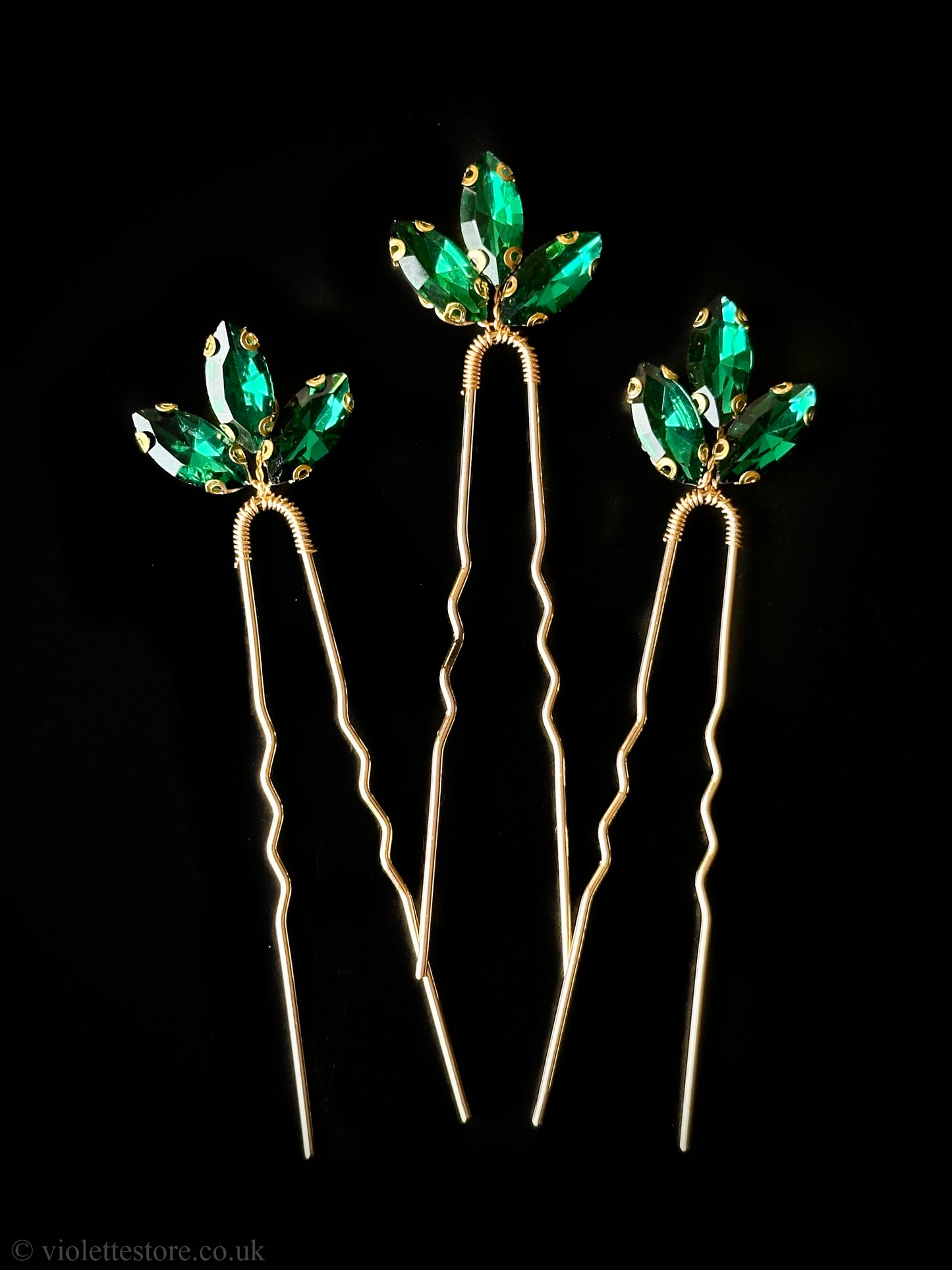 Ava Set of 3 Crystal Hair Pins