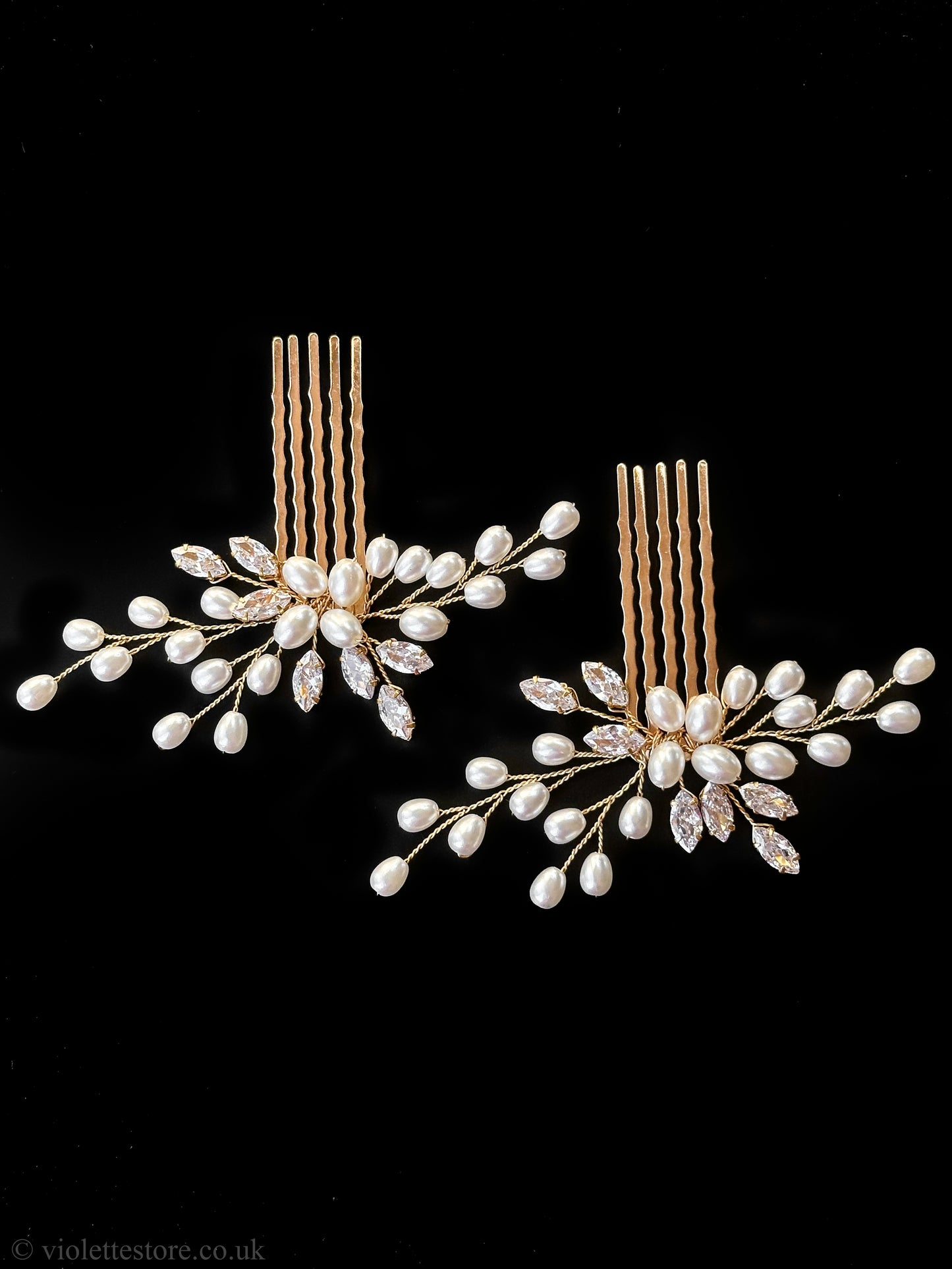 Gold Pearl Hair Comb