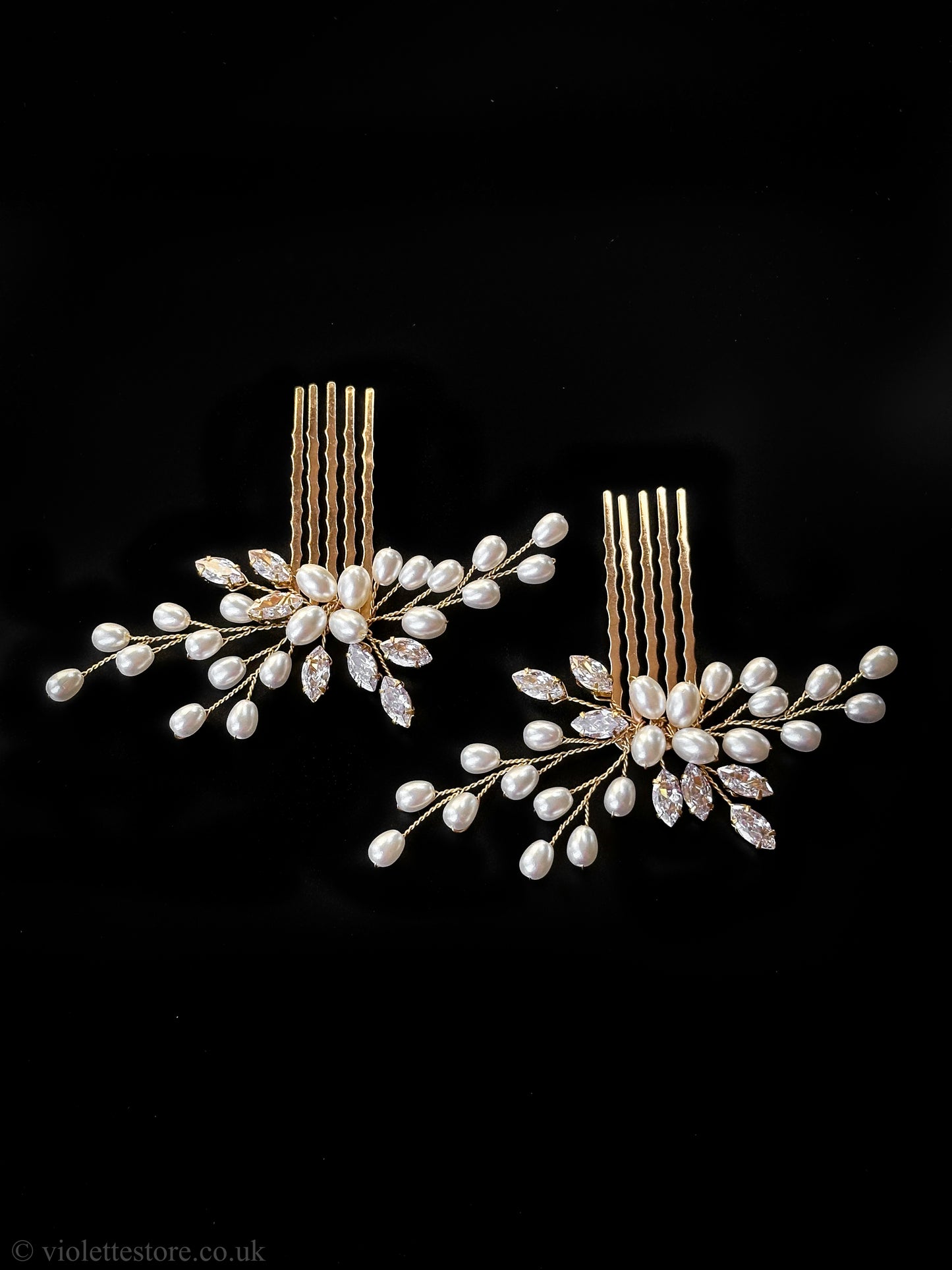 Gold Pearl Hair Comb