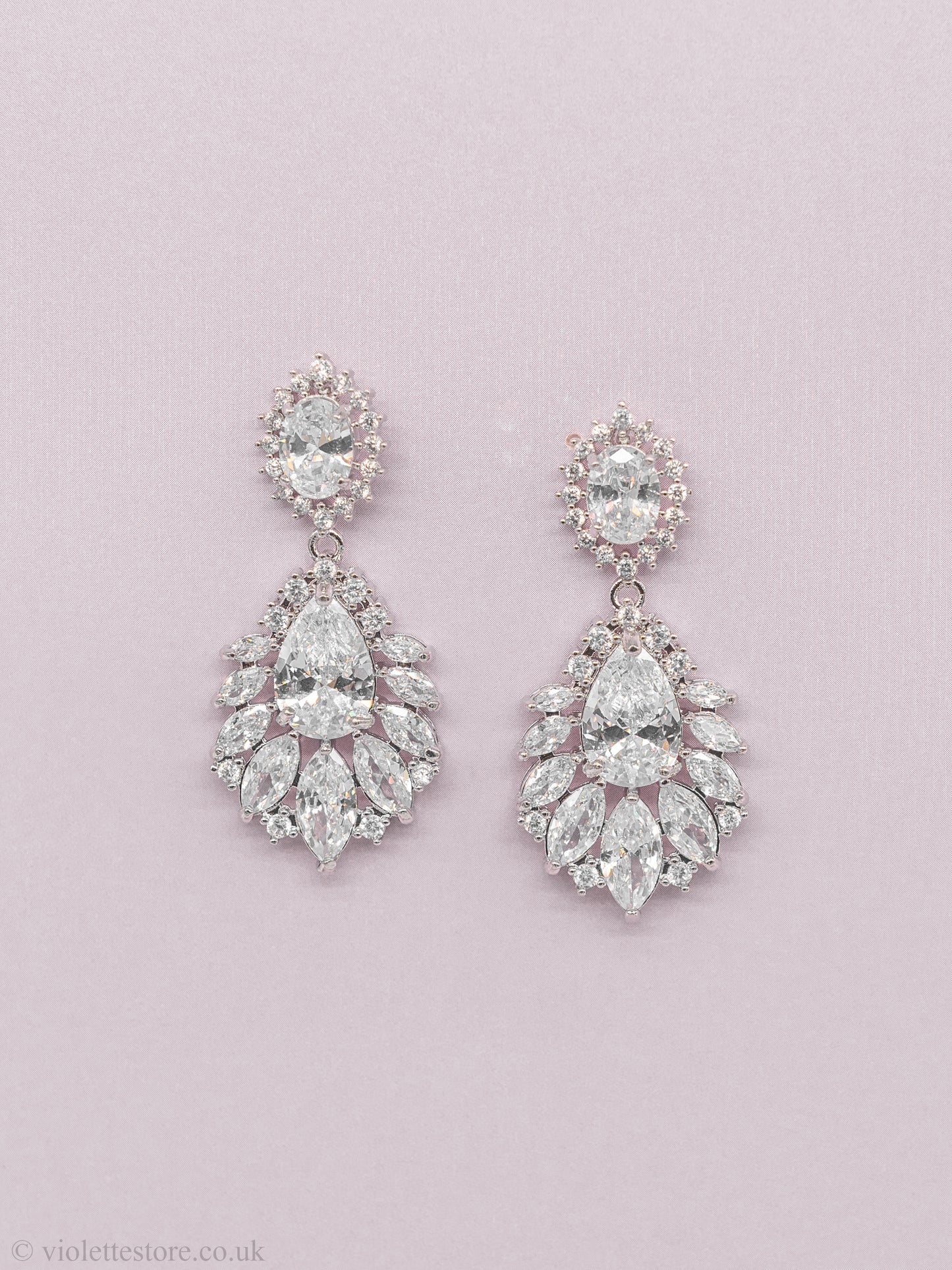 Floral CZ Wedding Earrings