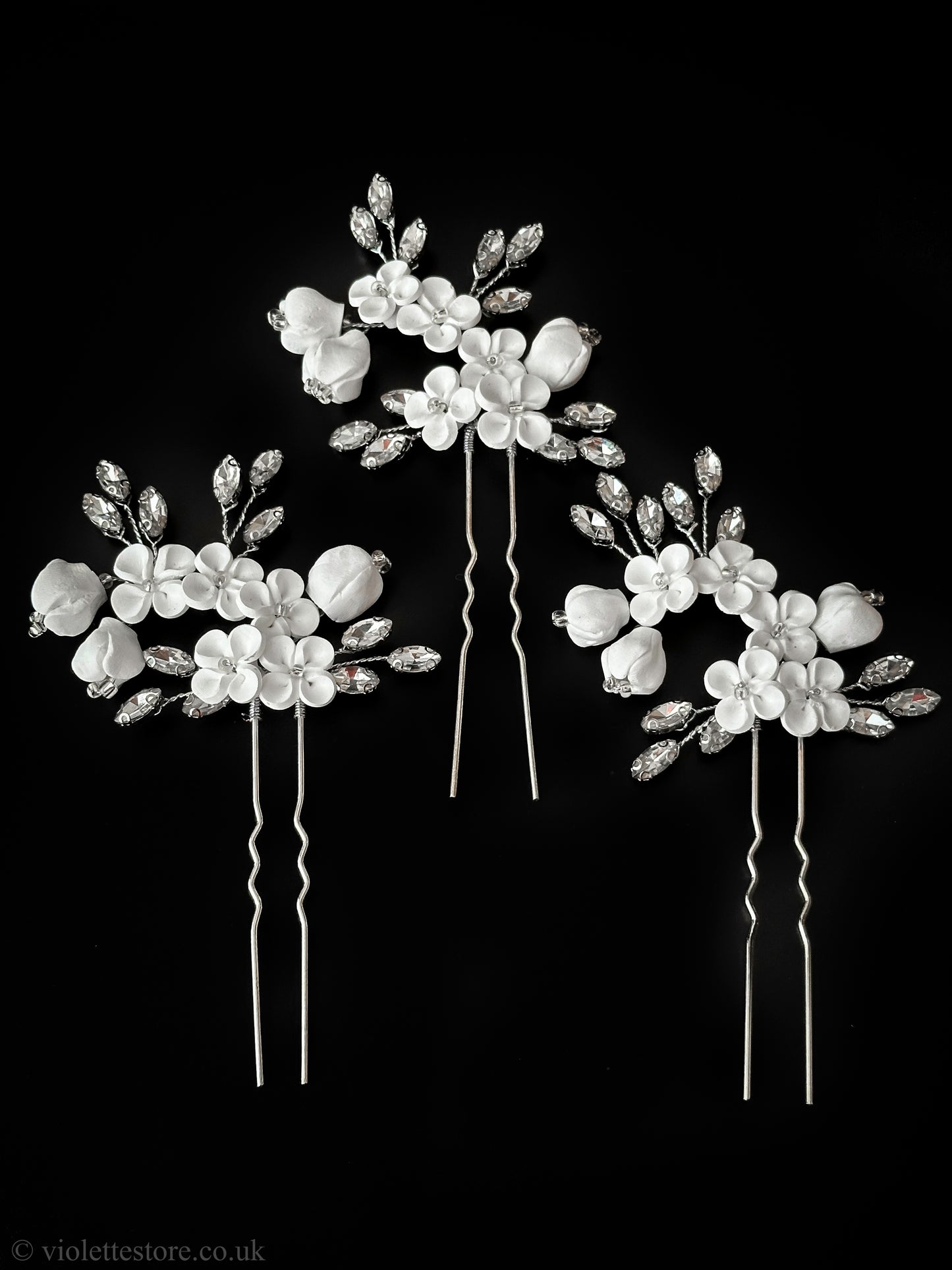 White Flower Hair Pins