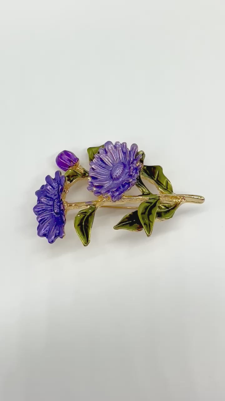 Purple flower clearance brooch