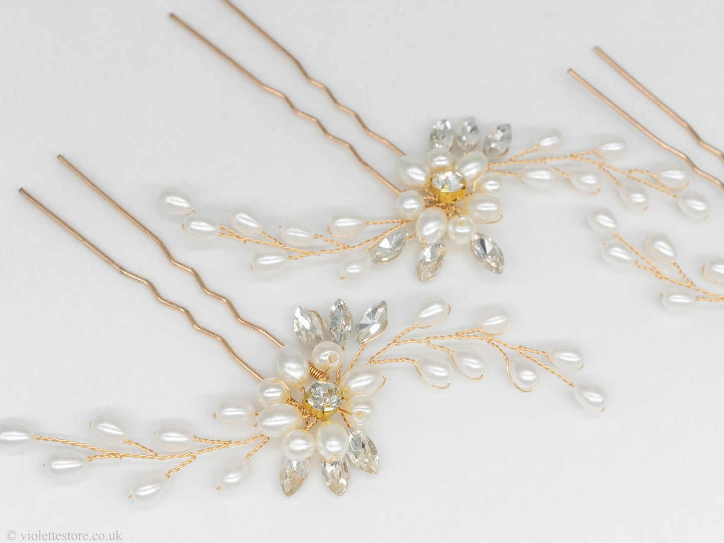 gold pearl hair pins, bridal hair accessories