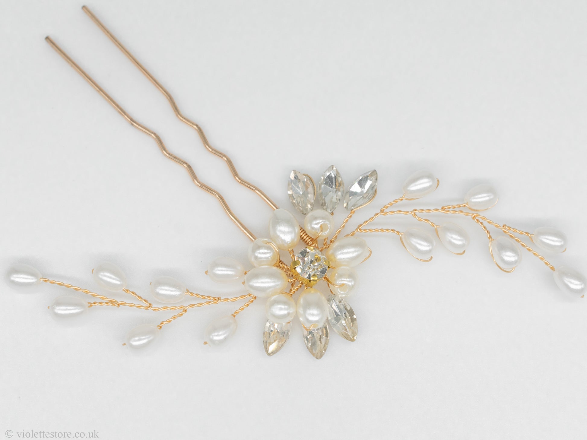 crystal and pearl hair pins for wedding day