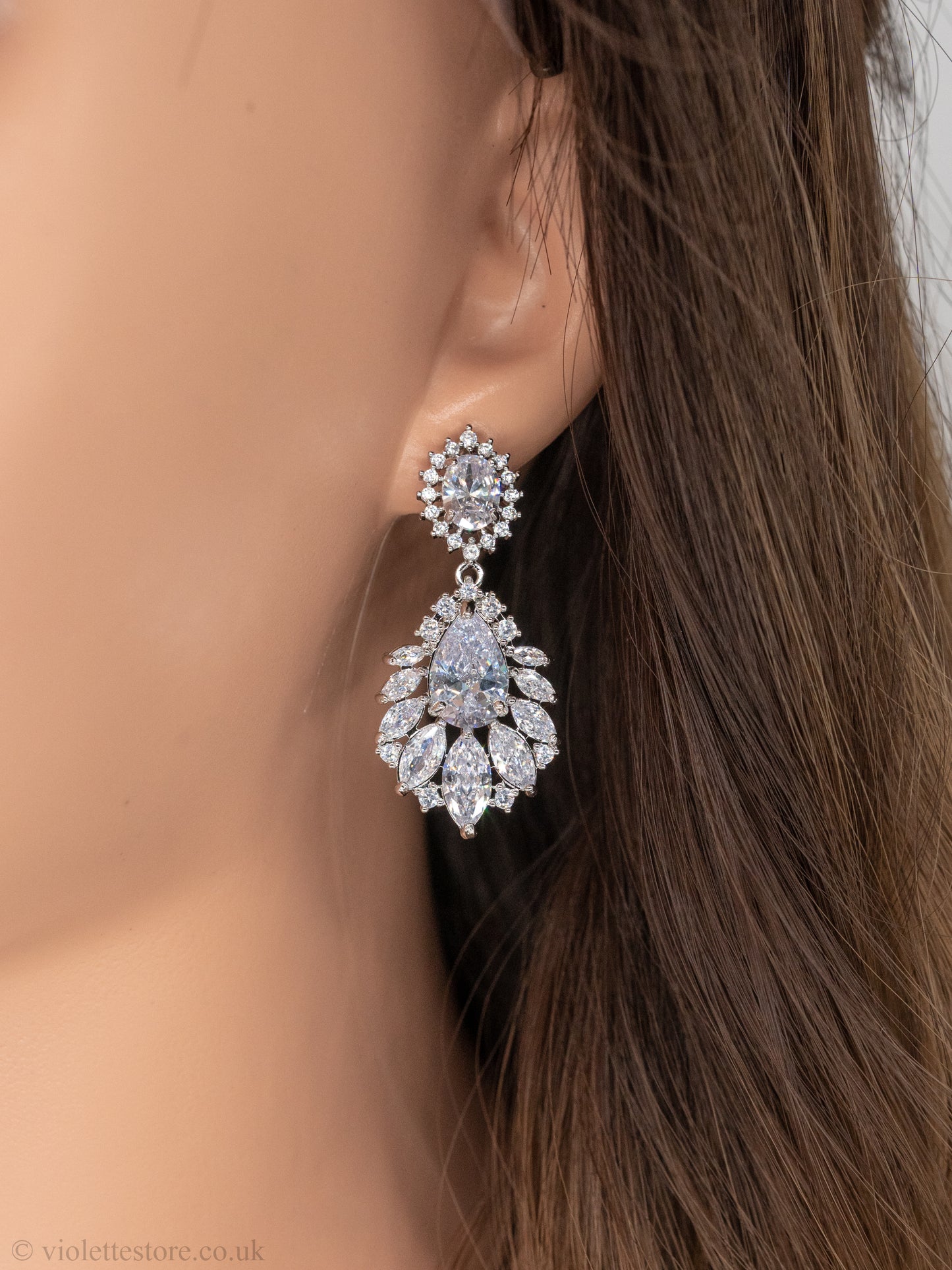 silver earrings, stunning crystal earring for brides